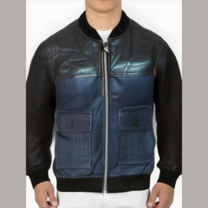 Guess Boys Kids Faux Vegan Leather Full Zip Denim Jean Jacket